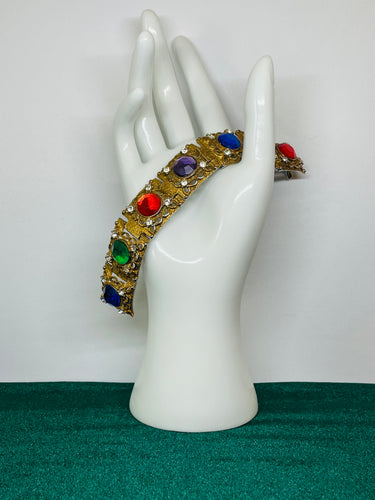 Square Link Rainbow Rhinestone Bracelet
